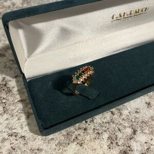 Multicolored Jem Ring in Gold Tone